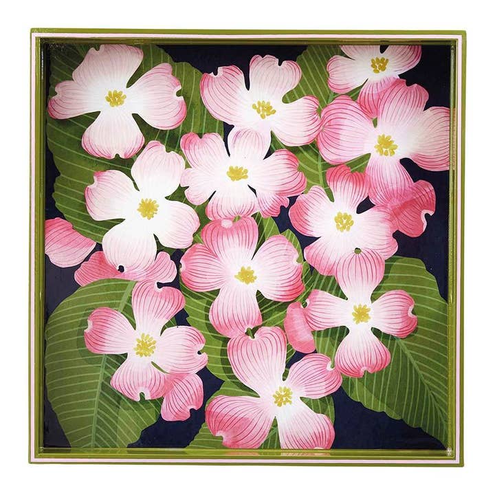 Pink Dogwood 15 Inch Square Tray