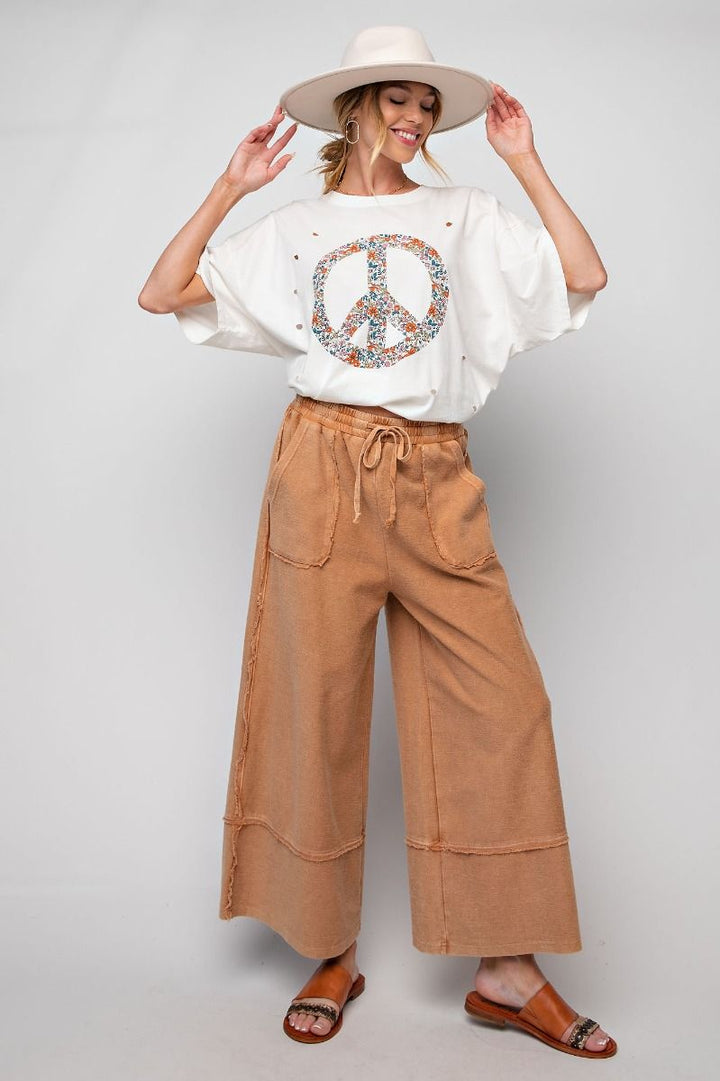 Terry Knit Palazzo Pants in Cinnamon