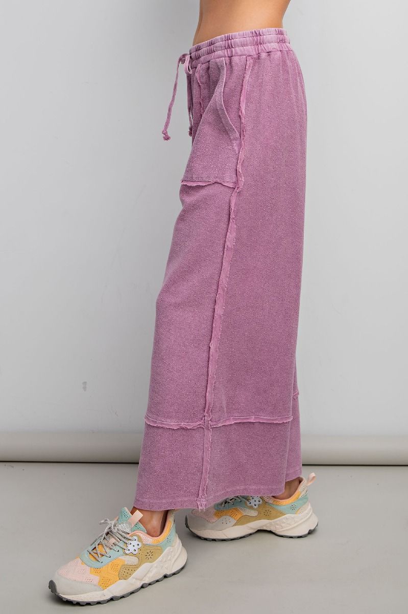Terry Knit Palazzo Pants in Wild Berry