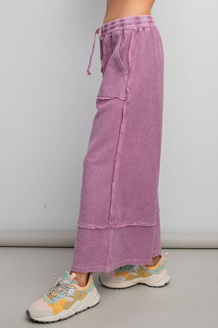 Terry Knit Palazzo Pants in Wild Berry