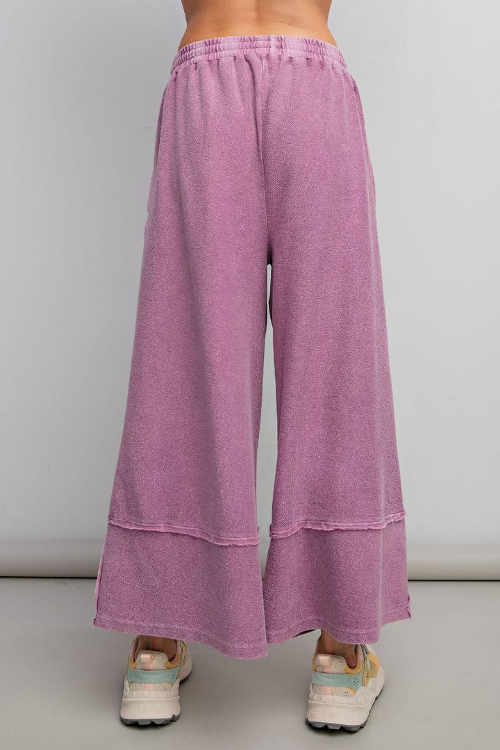 Terry Knit Palazzo Pants in Wild Berry