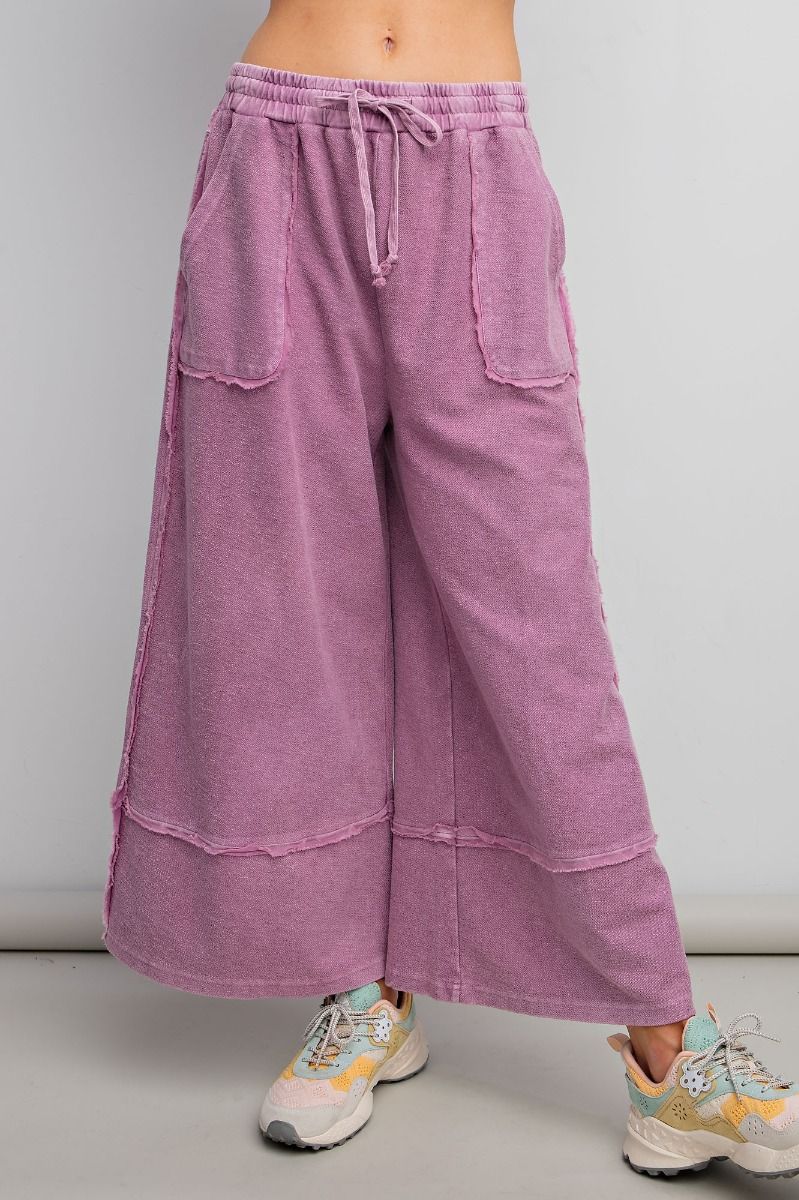 Terry Knit Palazzo Pants in Wild Berry