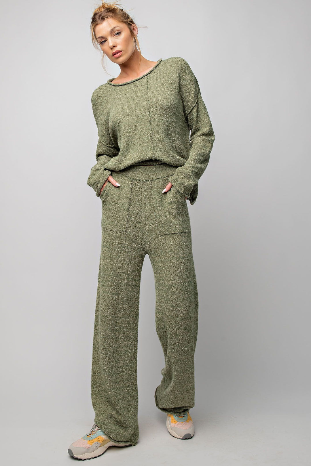 Knitted Sweater Lounge Pant in Sage