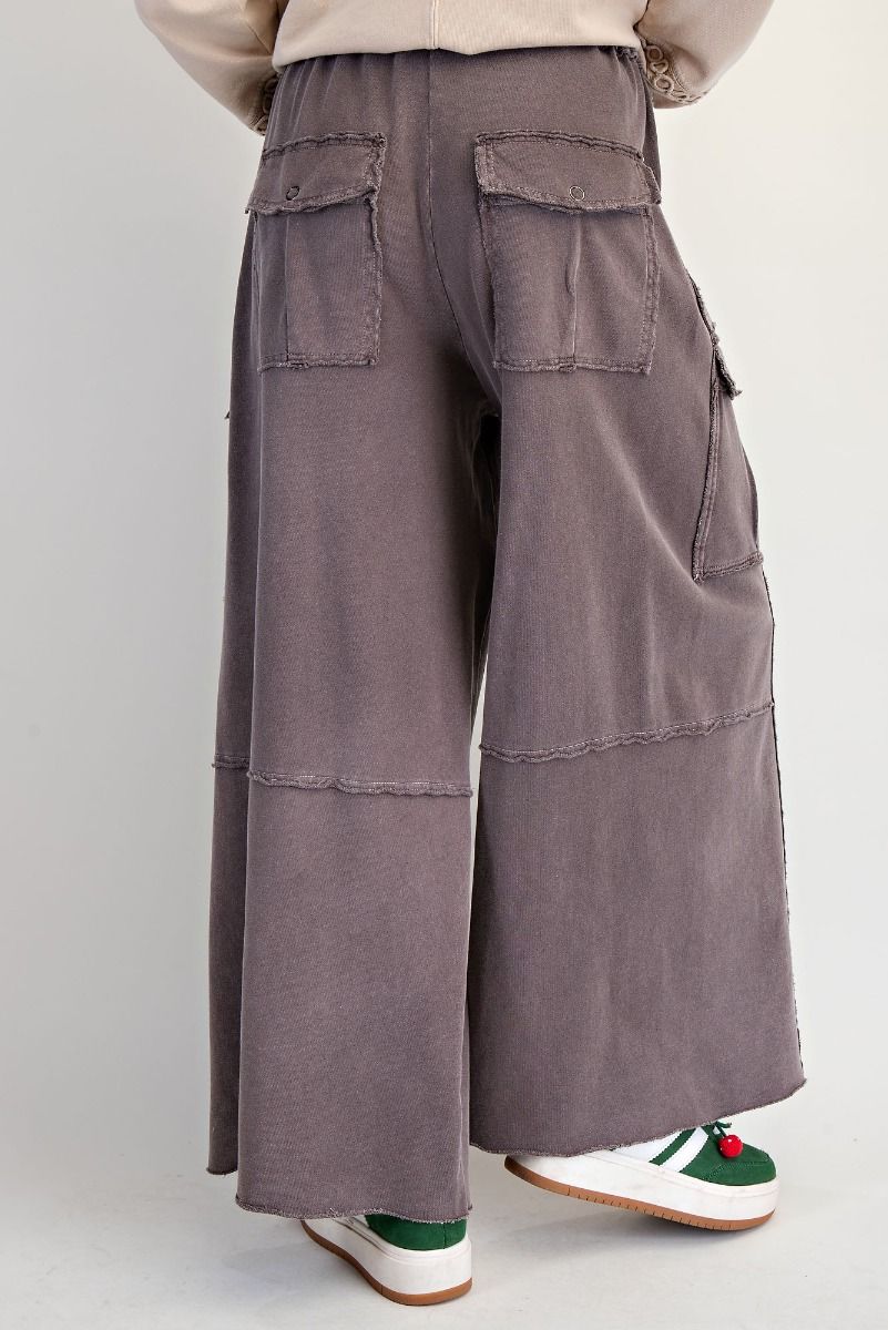 Washed Terry Cargo Pants in Espresso