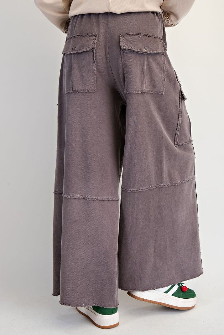 Washed Terry Cargo Pants in Espresso