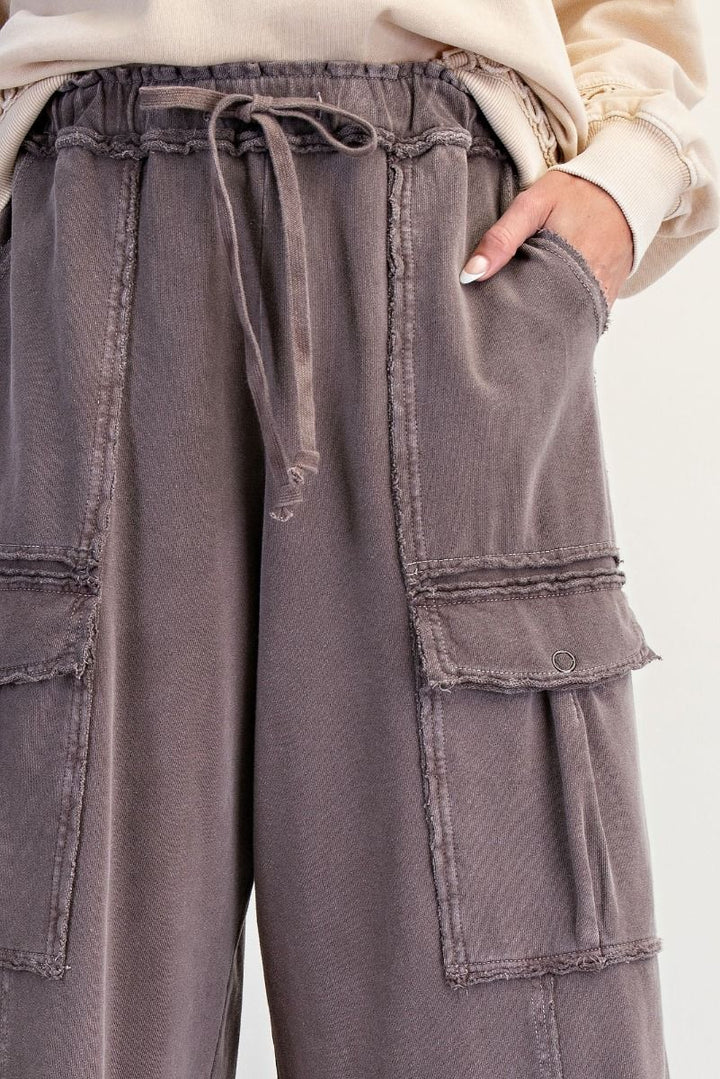 Washed Terry Cargo Pants in Espresso