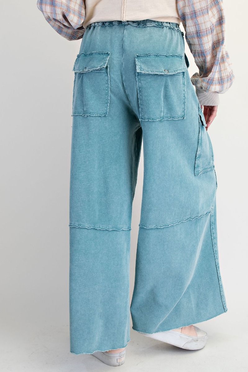 Mineral Washed Terry Sweatpants in Faded Teal