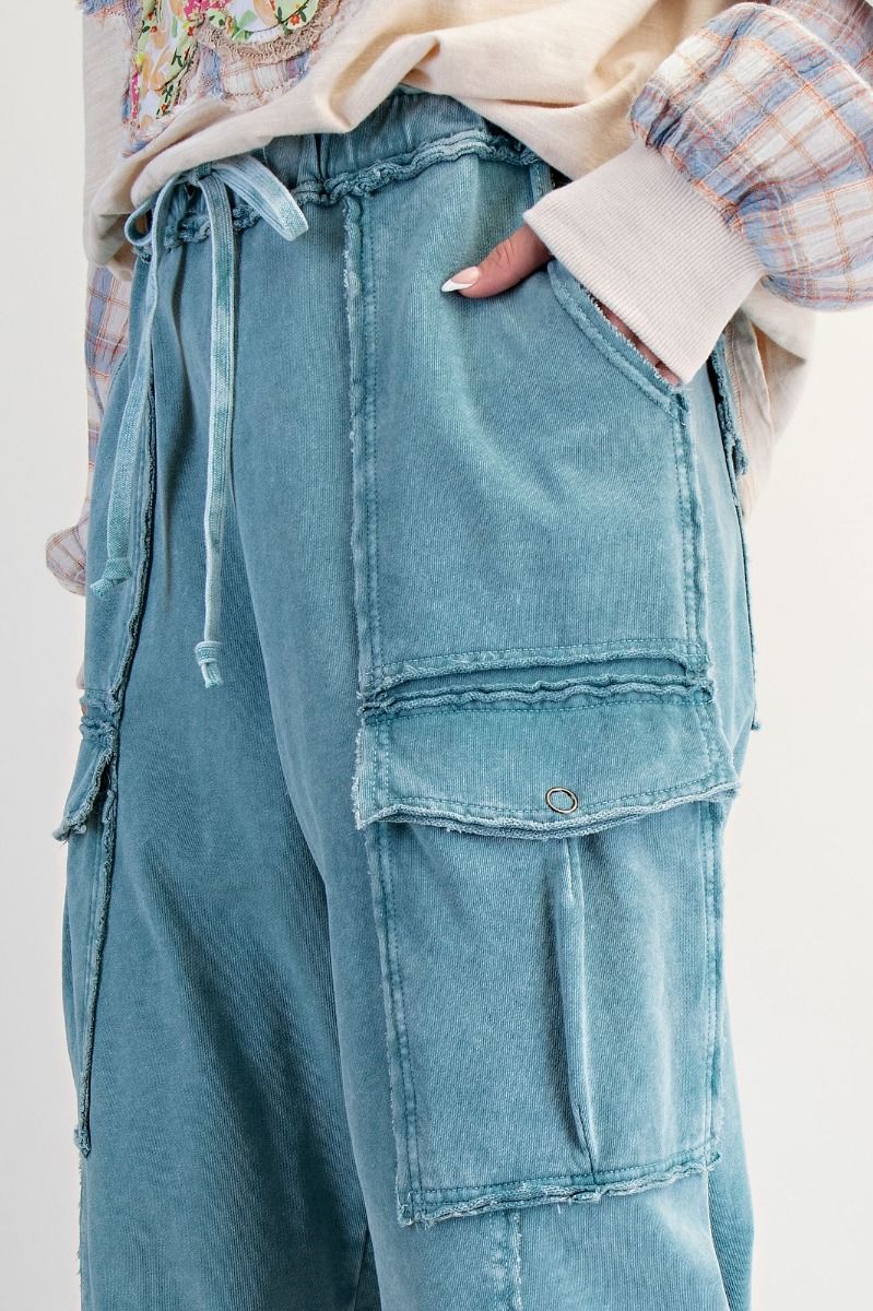 Mineral Washed Terry Sweatpants in Faded Teal