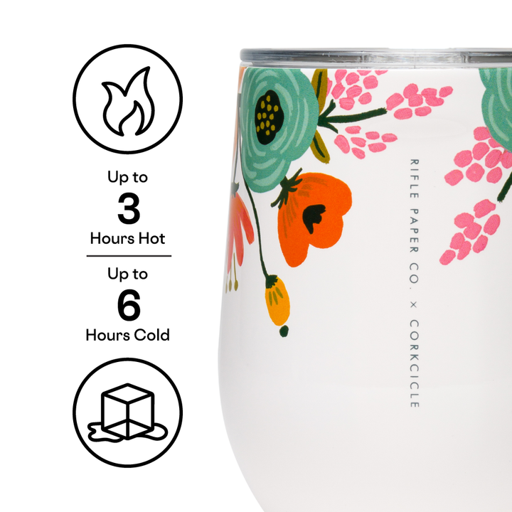 Lively Floral Gloss Cream Stemless Cup
