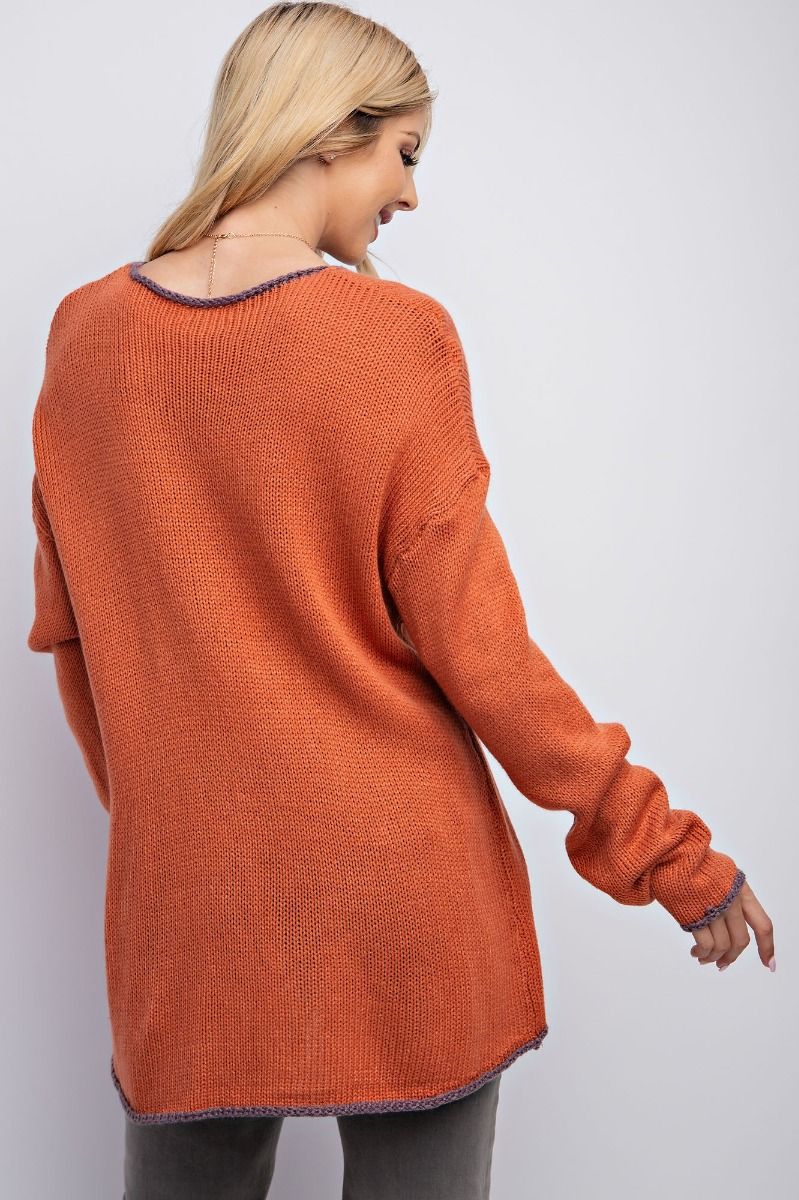 Loose Fit Sweater Pullover in Brick