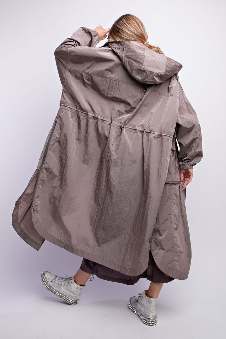 Maxi Cargo Windbreaker Parachute Jacket in Ash