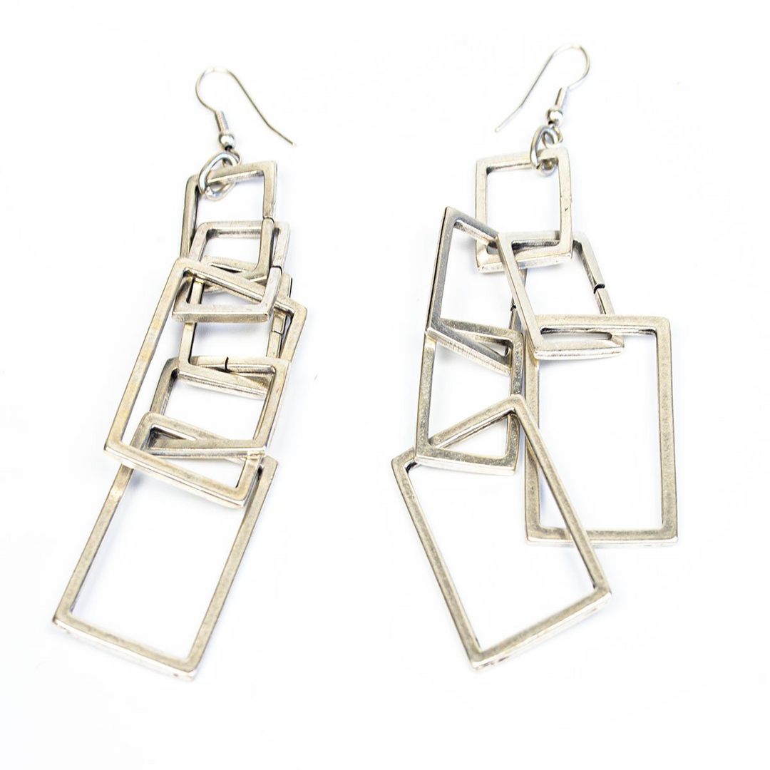 Chain of Small Boxes Earrings