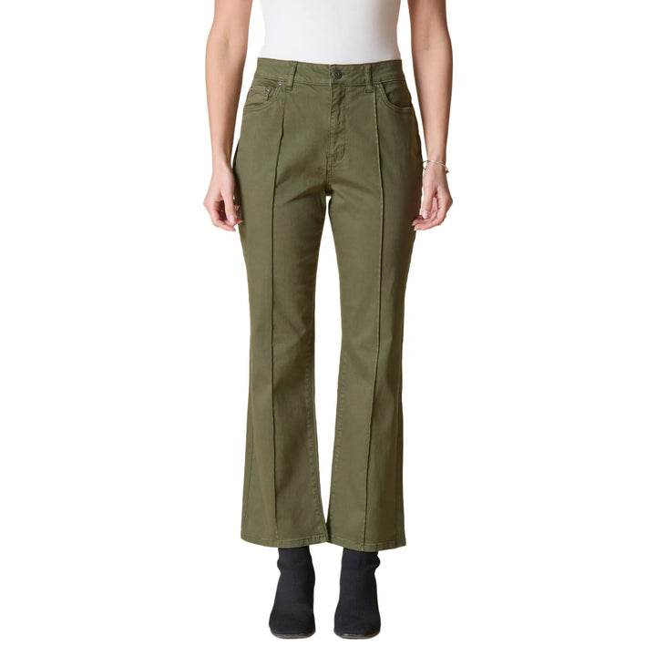 Stretch Denim Seamed Flare Jeans in Fern