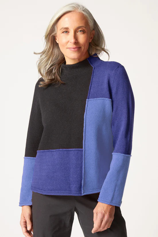 Yin Yang Funnel Neck Pullover in Midnight