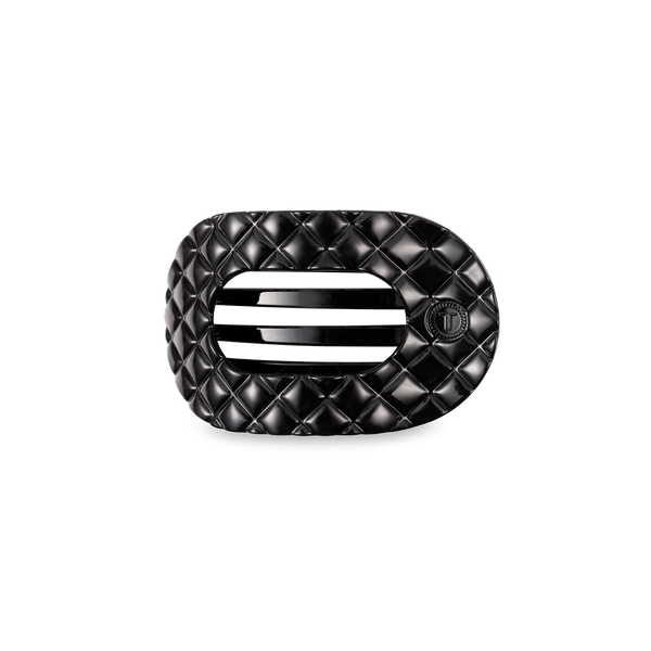 Round Flat Hair Clip | Small | Jet Black Quilted