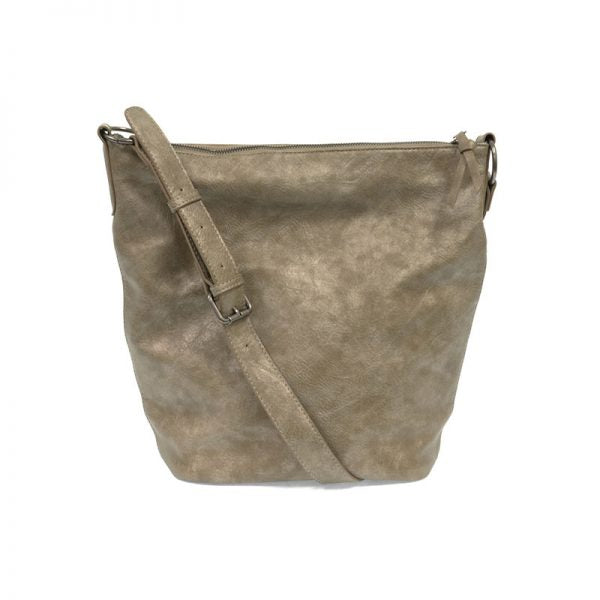 Nori Crossbody Bucket Bag Convertible Tote in Metallic Nori