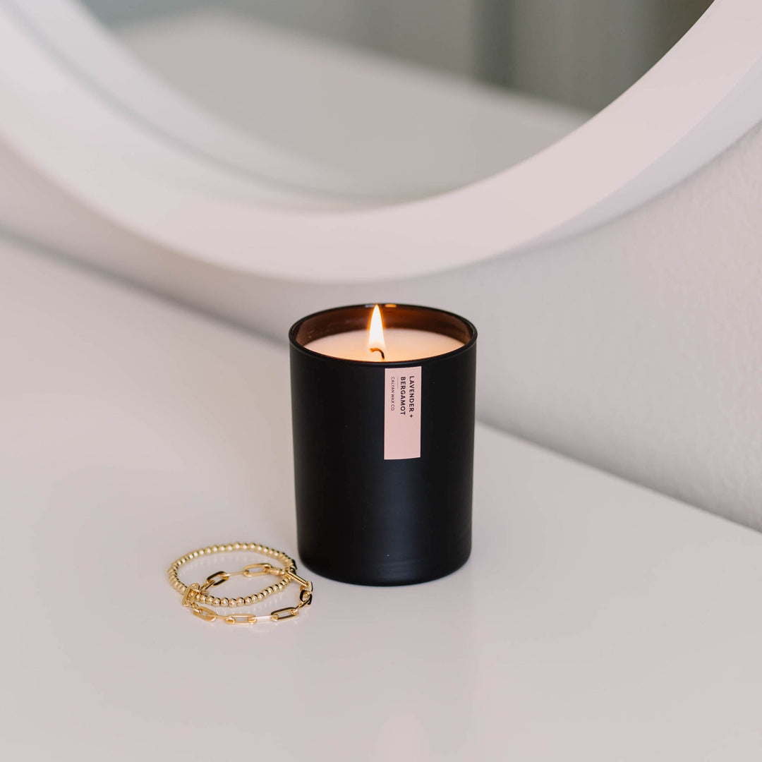 Lavender + Bergamot Matte Candle in Black Tumbler