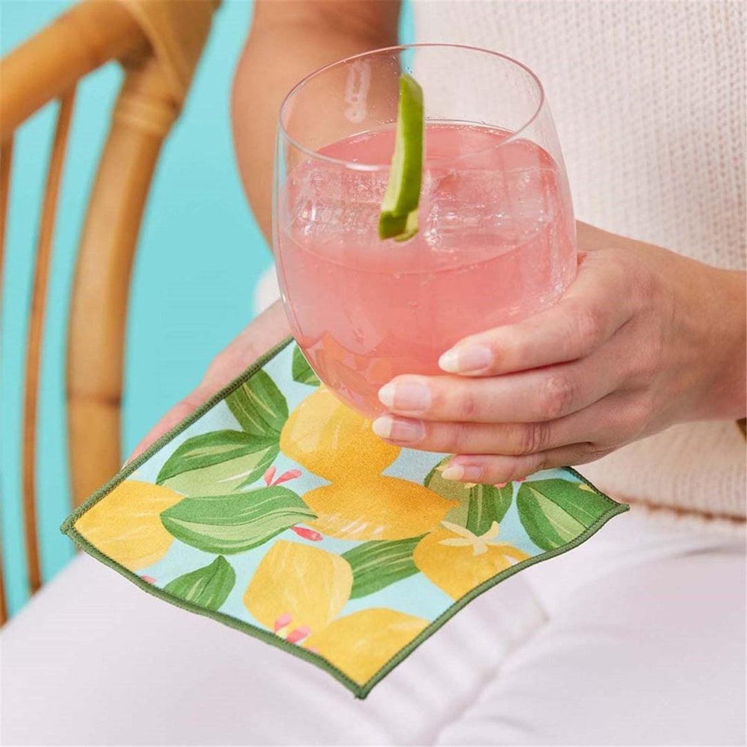 Lemon Blossoms Reusable Cocktail Napkins - Set of 8