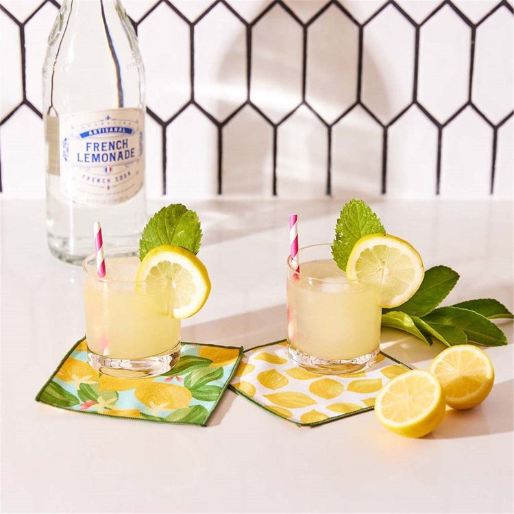 Lemon Blossoms Reusable Cocktail Napkins - Set of 8