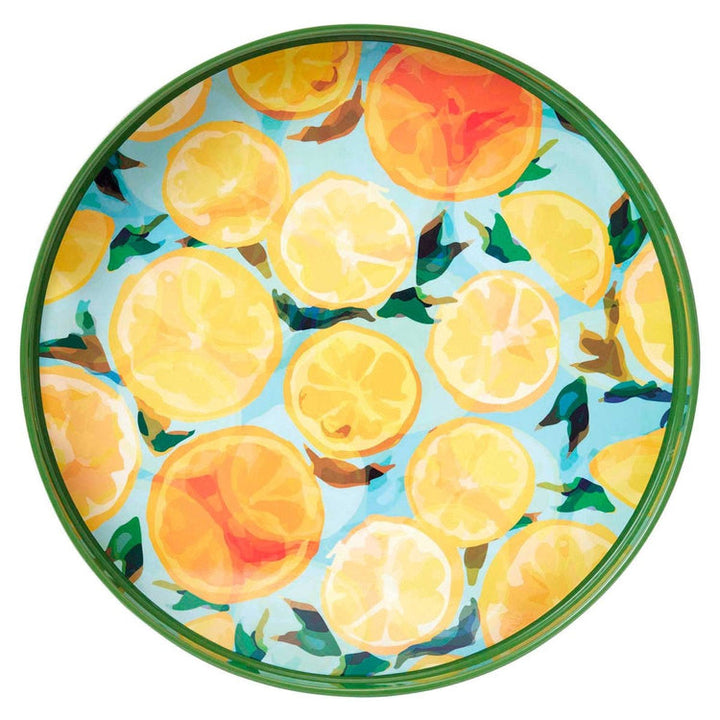 Lemon Slices Round Tray - 15 Inch Fruit Design