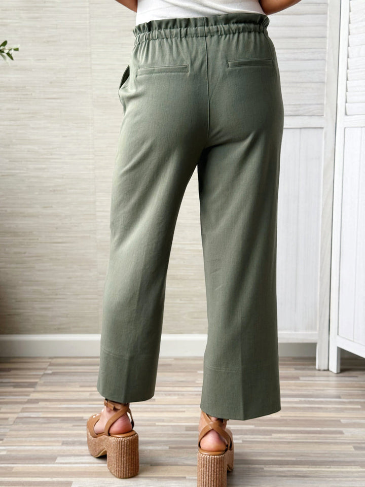 Malone Pull-On Wide Leg Crop Pant in Martini Olive