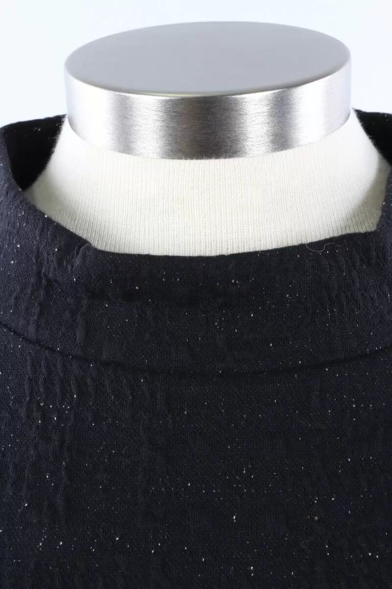 Window Pane Mixed Pullover in Black