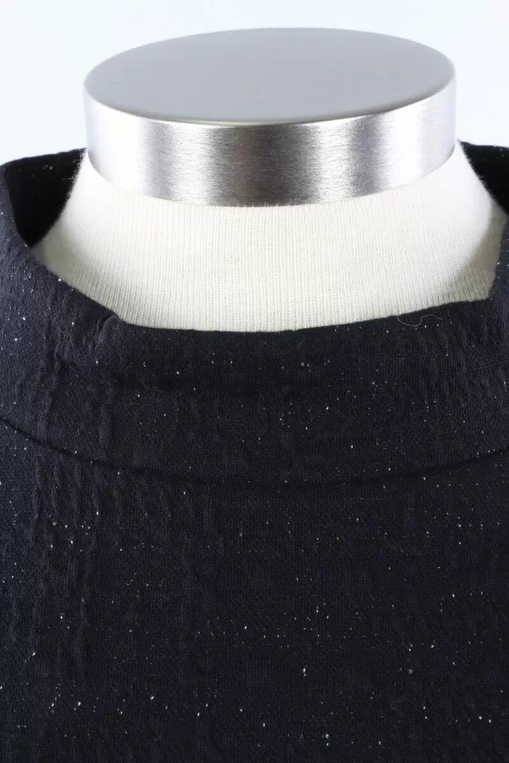 Window Pane Mixed Pullover in Black