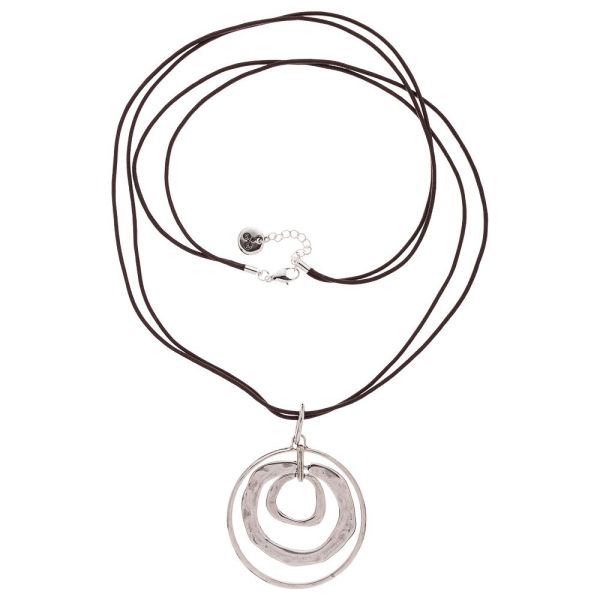 Silver Circles in Circles Long Necklace