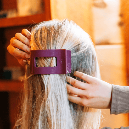 Rectangle Flat Hair Clip | Medium | Mulberry