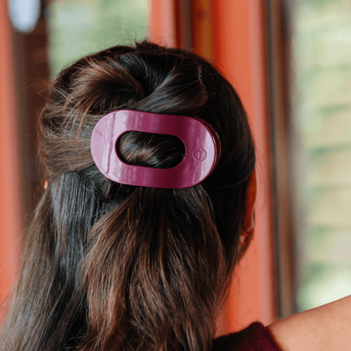 Round Flat Hair Clip | Medium | Mulberry