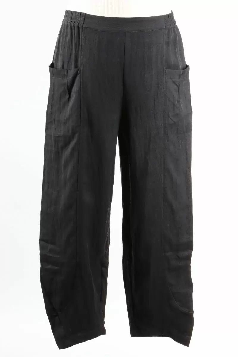 Tencel Pleat Pocket Pant in Black