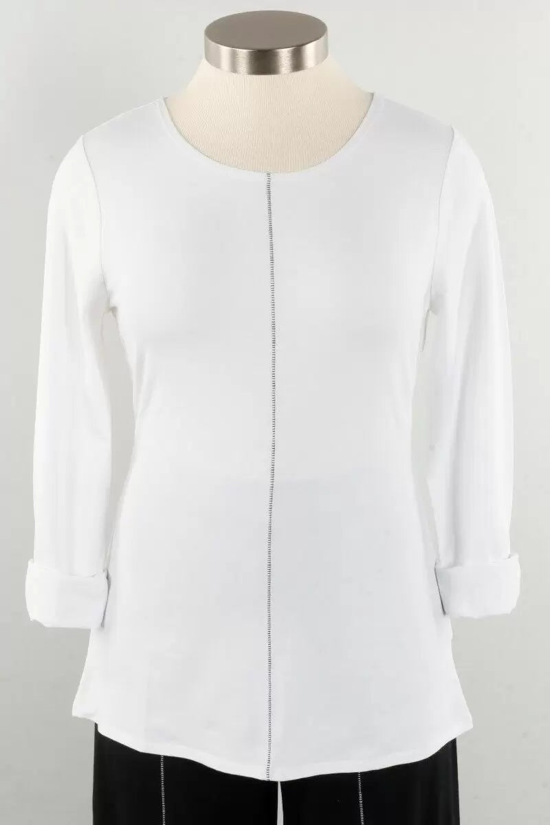 Essential Layers Ruched Sleeve Tee in White