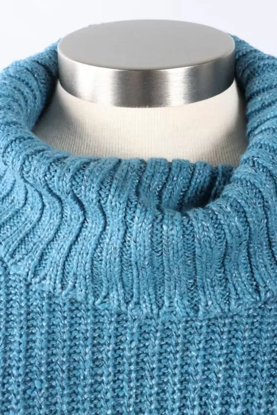 Snow Bunny Shaker Stitch Tunic in Ocean