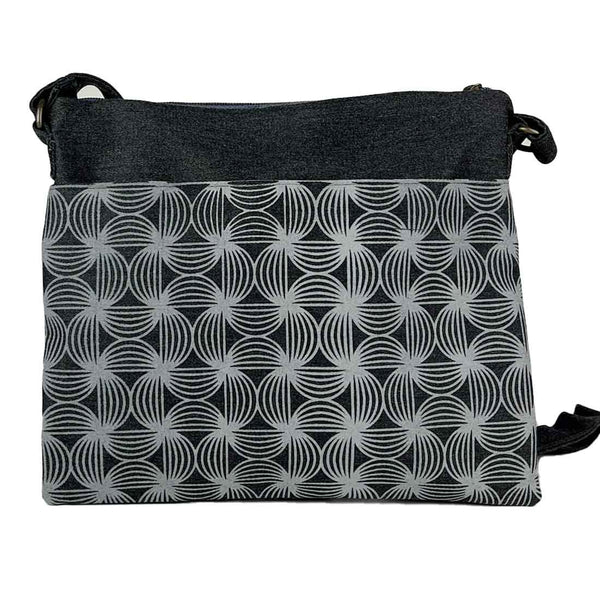 Repurposed Cotton Canvas Crossbody Bag in Dark Grey