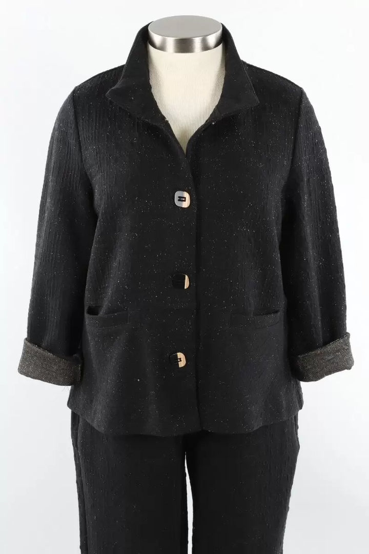 Windowpane Swing Jacket in Black