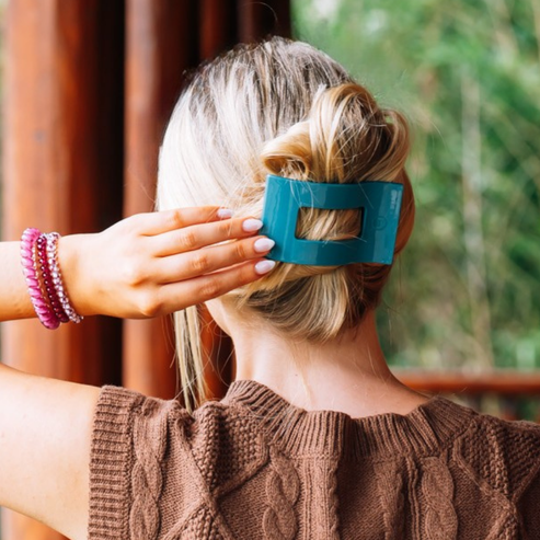 Rectangle Flat Hair Clip | Medium | Teal