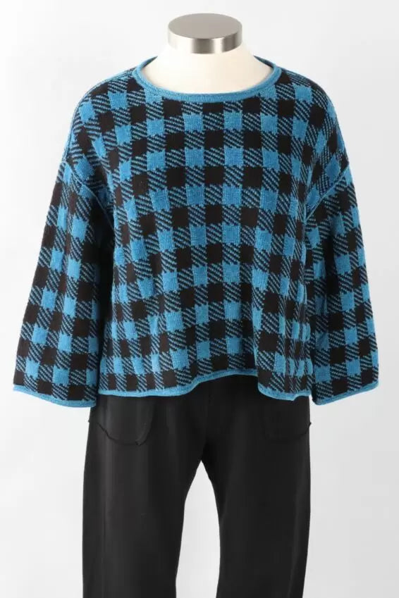 Chenille Check Topper in Ocean