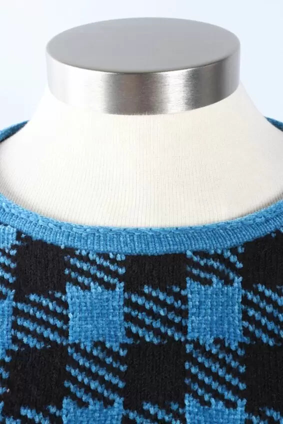 Chenille Check Topper in Ocean