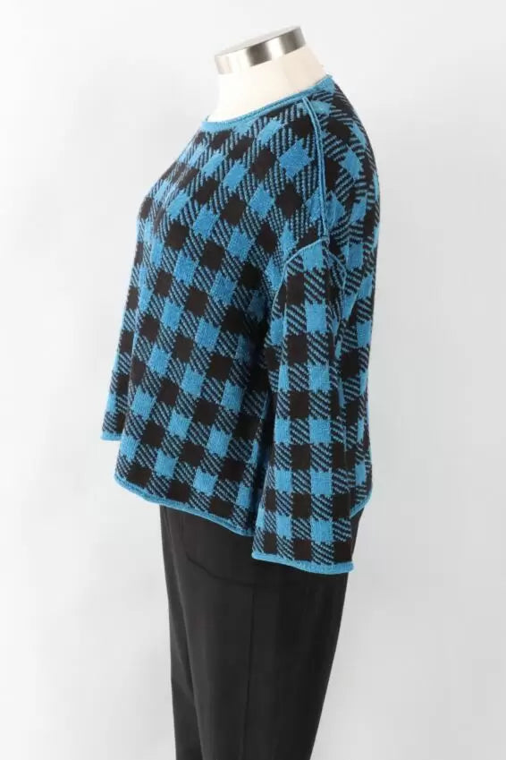 Chenille Check Topper in Ocean