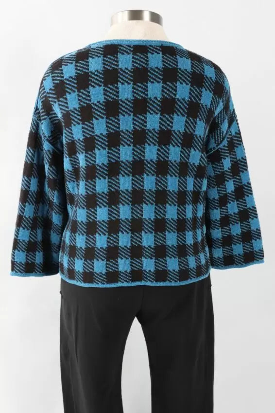 Chenille Check Topper in Ocean