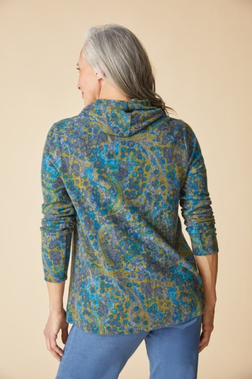 Super Soft Fleece Cozy Cowl Top in Lagoon