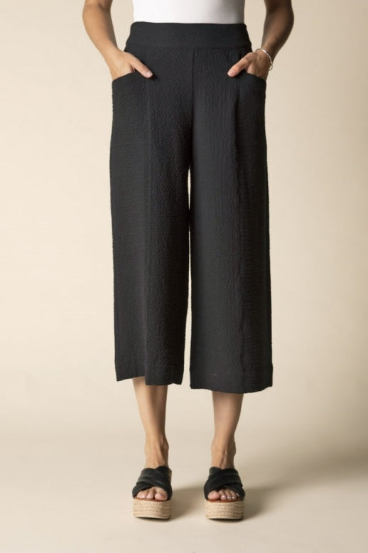 Crinkle Crepe Solid Aria Capri in Black