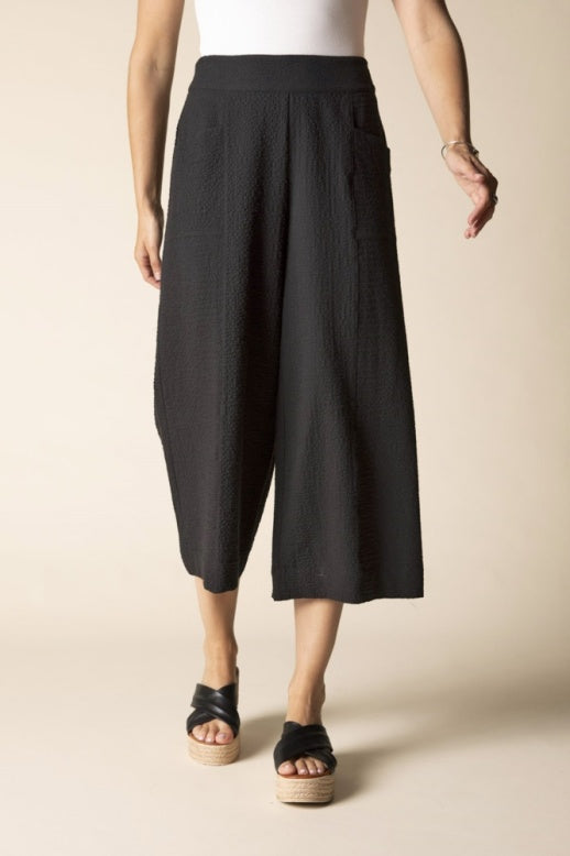 Crinkle Crepe Solid Aria Capri in Black