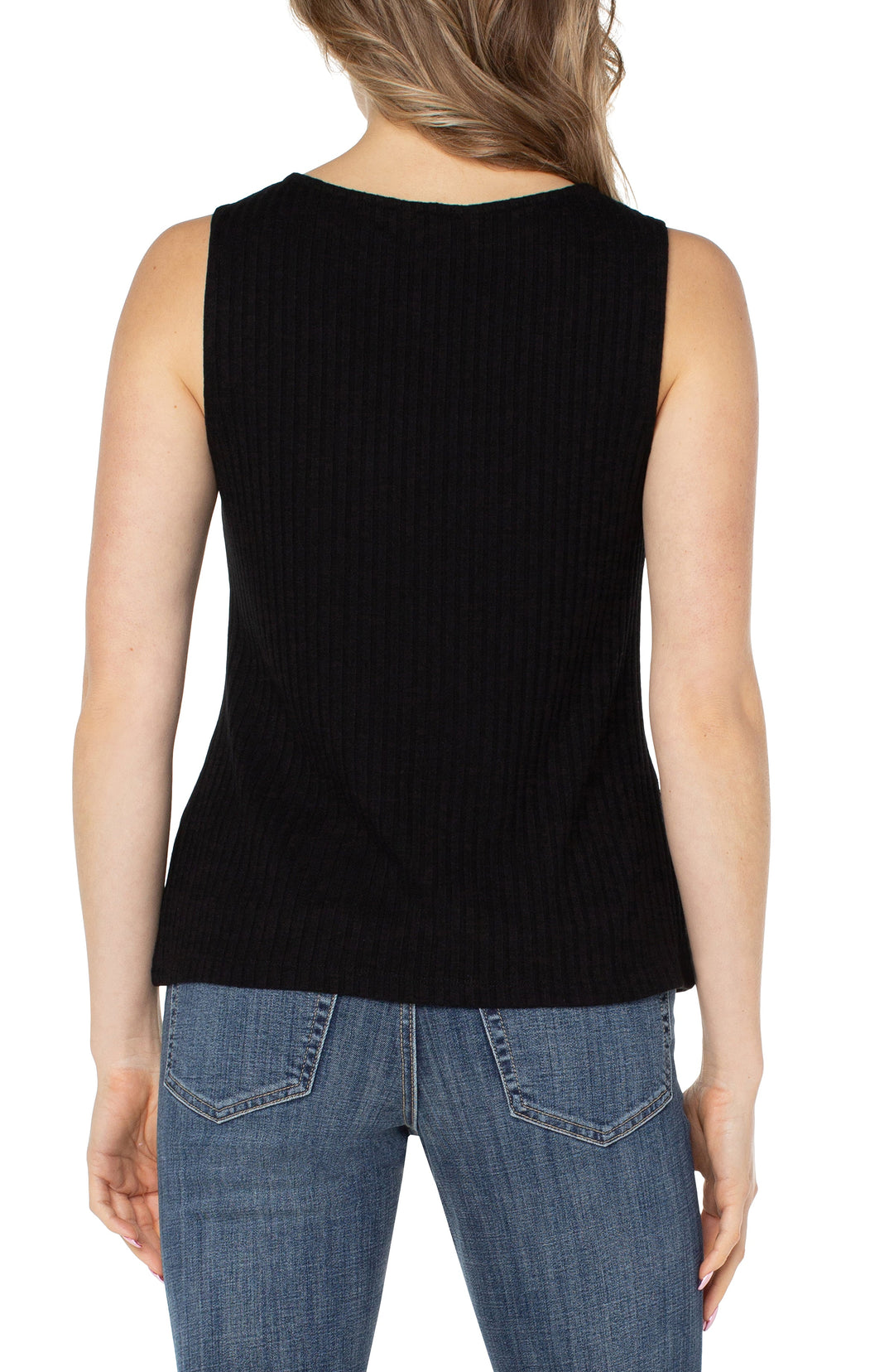 Sleeveless Boat Neck Top in Black