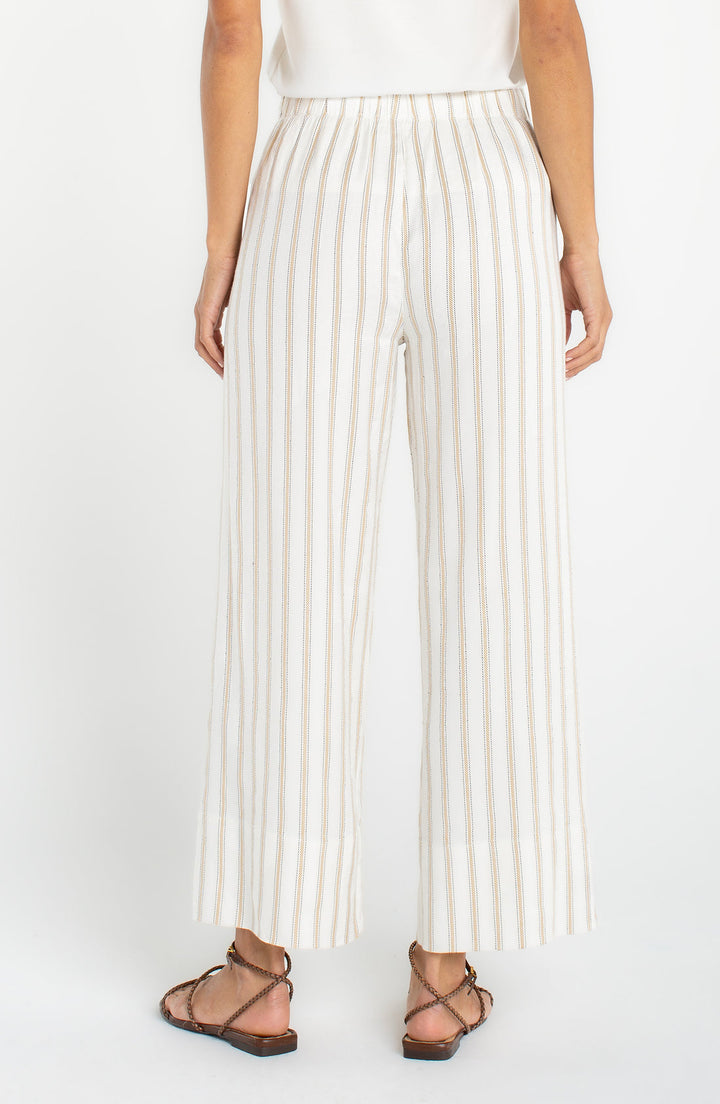 Pull On Wide Leg Crop Trousers in Cream