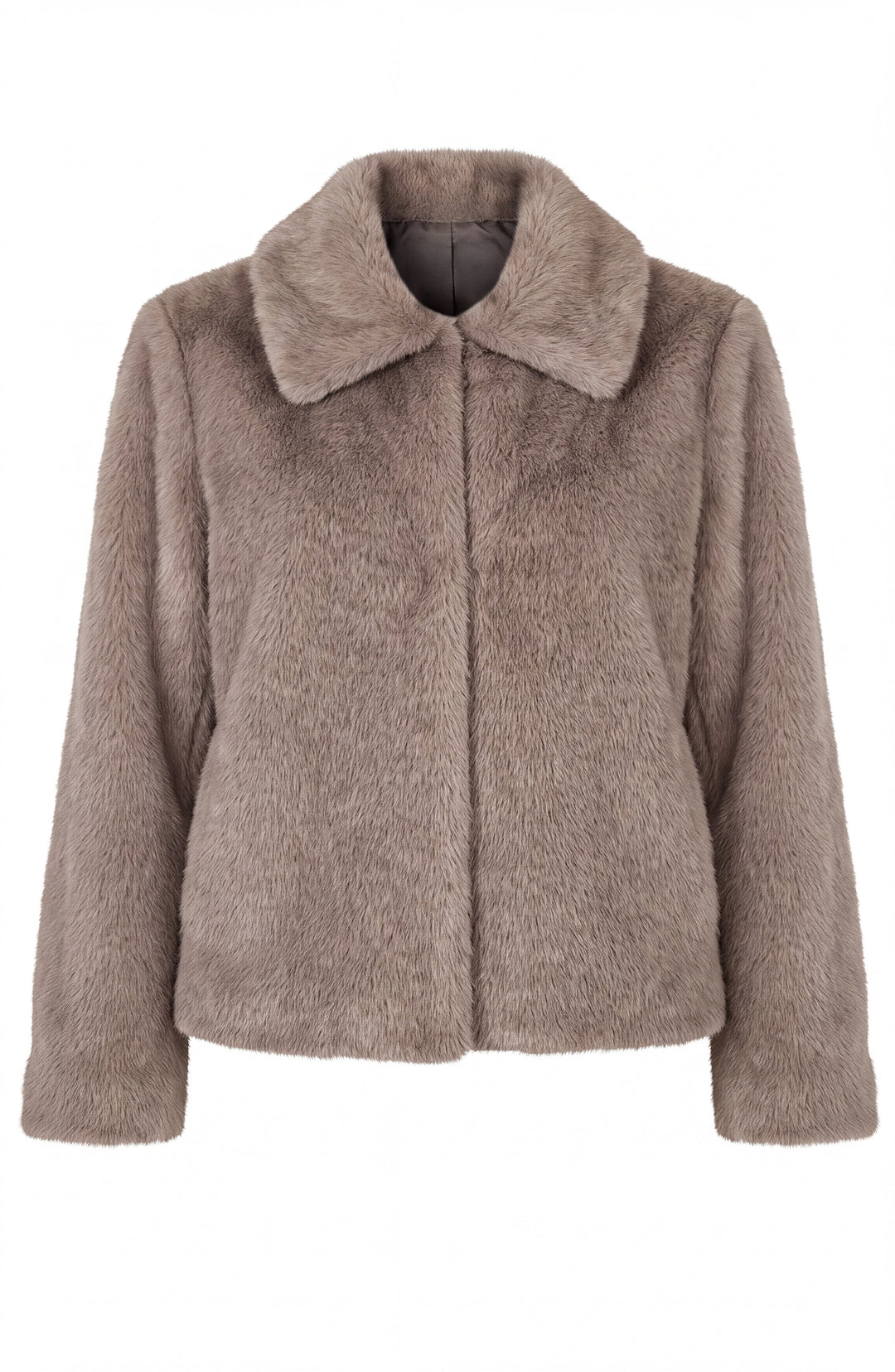 Collared Faux Fur Jacket in Mink
