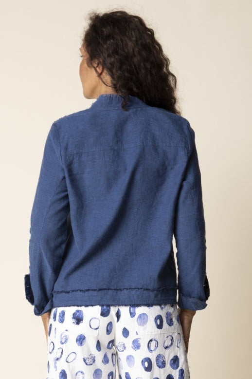 Summer Breeze Fringe Jacket in Navy