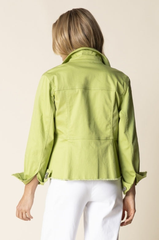 Stretch Denim Peplum Jacket in Leaf