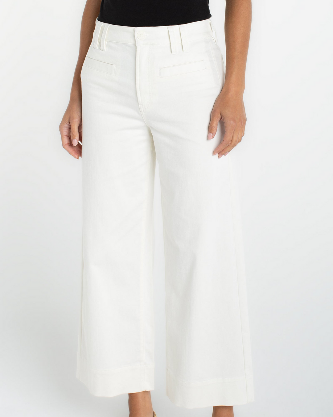 High Rise Crop Wide Leg W/ Welts in Whipped Cream