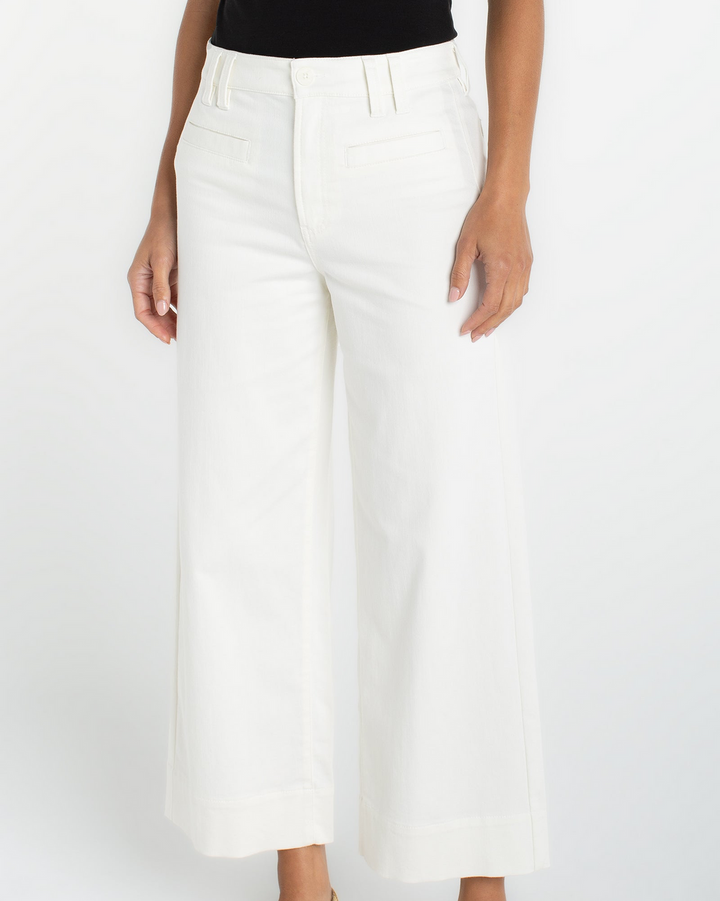 High Rise Crop Wide Leg W/ Welts in Whipped Cream